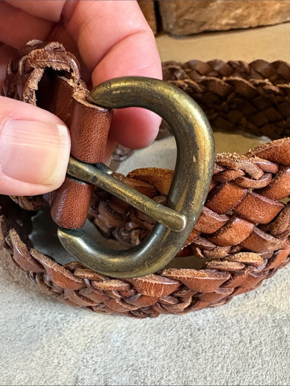 Ralph Lauren sz 28 brown leather braided woven belt